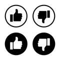 Like and dislike button icon vector. Social media thumb up down sign symbol Royalty Free Stock Photo