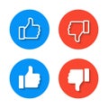 Like and dislike button icon vector of social media. Thumb up and down symbol Royalty Free Stock Photo