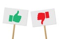 Like and dislike hand gesture signboard on white Royalty Free Stock Photo