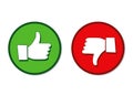 Like and dislike hands label green and red