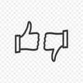 Like and Dislike icon. Thumbs up and down sign in flat style. Concept for user feedback for social network. Stock vector Royalty Free Stock Photo