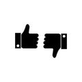 Like and Dislike icon. Thumbs up and down sign in flat style. Concept for user feedback for social network. Vector Royalty Free Stock Photo