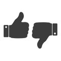 Like and Dislike Icon. Thumbs Up and Thumb Down, Hand or Finger Illustration on Transparent Background.