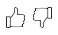 Like and dislike icon vector in line style. Thumb up and down sign symbol. Editable stroke Royalty Free Stock Photo