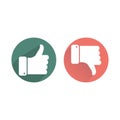 Like and dislike icons. Flat design