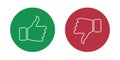 Like and dislike icons set. Thumbs up and thumbs down. Vector illustration.