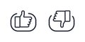 Like and dislike icons. Thumb up and down vector icons. Line design. Vector illustration Royalty Free Stock Photo