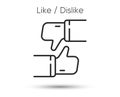 Like or dislike line icon. Thumb up sign. Social media reaction symbol. Vector Royalty Free Stock Photo