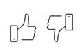 Like and dislike line icons set. Thumbs up and thumbs down. Dislike and like button. Premium quality. Modern outline elements,