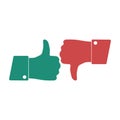 Like and Dislike red and green icons. Vector illustration