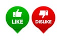 Like or Dislike sign for social media. Thumb up and thumb down sign. Green or Red. Hand gesture isolated on white Royalty Free Stock Photo