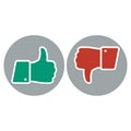 Like and dislike symbol. Thumb up and down red and green icons