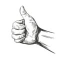 like and dislike, thumbs up sign icon. hand drawn vector illustration realistic sketch Royalty Free Stock Photo