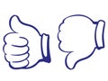 Like and dislike, thumbs up sign icon. vector illustration sketch Royalty Free Stock Photo