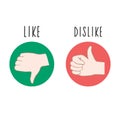 Like and dislike. Vector colored illustration in cartoon style