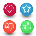 Like, dislike, voting and rating, vector icon set, hand with th Royalty Free Stock Photo