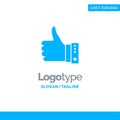 Like, Finger, Gesture, Hand, Thumbs, Up, Yes Blue Solid Logo Template. Place for Tagline