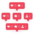 Like, follower, comment vector icons set