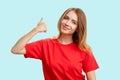 Like gesture approval sign cheerful woman thumb up Royalty Free Stock Photo