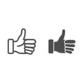 Like gesture line and solid icon, hand gestures concept, thumb up sign on white background, Approval and like sign in Royalty Free Stock Photo