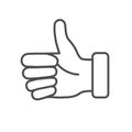 Like gesture thin line icon, hand gestures concept, thumb up sign on white background, Approval and like sign in outline Royalty Free Stock Photo