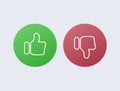 Like green and dislike red. Disapproval and success positive negative comments reviews.
