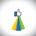 Like hand symbol of thumbs up with shopping bags - vector icon