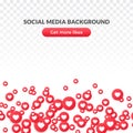 Like heart icon background, red round symbol for social media network, streaming, chat and videochat. Like background