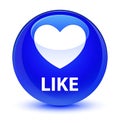 Like (heart icon) glassy blue round button
