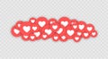 Like and Heart icon. Live stream video, chat, likes. Social nets blue thumb up like and red heart web buttons isolated