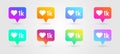 Like and heart icons set. Social network symbol. Icon like 1000. Counter notification icons. Social media elements. Message bubble Royalty Free Stock Photo