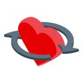 Like heart repost icon, isometric style