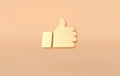 Like icon 3d rendering. Social media notification. Social network symbol. Hand, big finger up background. I like it