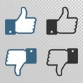 Like icon. Set of Like and dislike icon. Vector illustration on isolated background Royalty Free Stock Photo