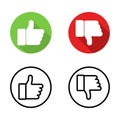 Like icons. Thumb up and down icon. Thumb up and thumb down vector icons. Like symbols. vector illustration