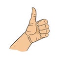 Like. Isolated cartoon Hand with thumb up. C Royalty Free Stock Photo