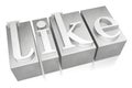 Like - silver letterpress - 3D illustration Royalty Free Stock Photo