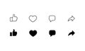 Like, Love, Comment, and Share. Icon Set of Social Media Elements. Vector Illustration Royalty Free Stock Photo