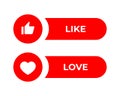 Like and love icon vector. Social media elements Royalty Free Stock Photo