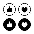 Like and love icon vector. Social media emoticon concept Royalty Free Stock Photo