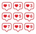 Like, love icon vector in speech bubble line. Social media post button Royalty Free Stock Photo