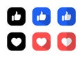 Like and love icon vector. Thumb up and love button of social media Royalty Free Stock Photo
