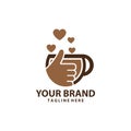 like love mug chocolate logo desain vector