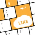 A like message on enter keyboard key for social media concepts