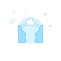 Like-minded Persons Flat Vector Illustration, Icon. Light Blue Monochrome Design. Editable Stroke Royalty Free Stock Photo