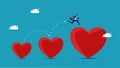 Like more. Businessmen run on growing hearts. business concept vector