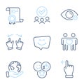 Like, Move gesture and Touchscreen gesture icons set. Smile chat, Myopia and Friends couple signs. Vector