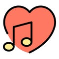 Like music interface icon color outline vector