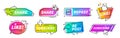 Like and share banner. Social media thumb up share and repost buttons for vlogs, blogs and video channel. Vector SMM Royalty Free Stock Photo