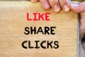 Like share clicks text concept Royalty Free Stock Photo